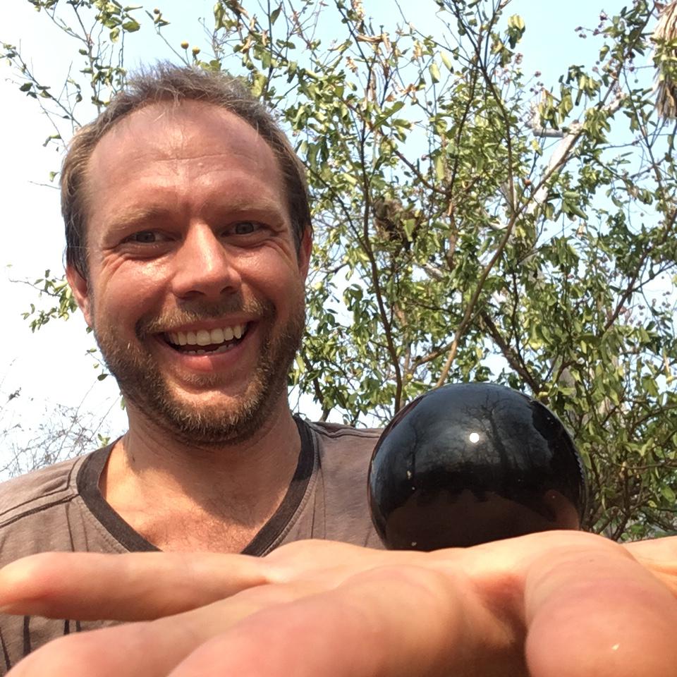 Obsidian black sphere polished