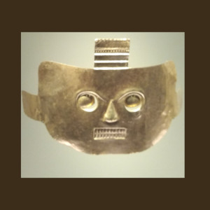 Rare pre Hispanic gold artifact at Museo del Oro Bogota Colombia
