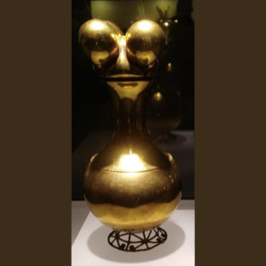 Rare pre Hispanic gold artifact at Museo del Oro Bogota Colombia