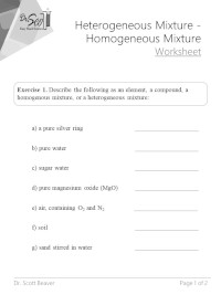 hterogeneous mixture worksheet