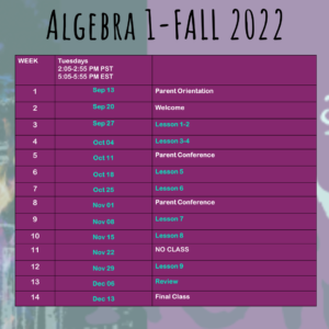 Algebra 1 Schedule – Easy Hard Science